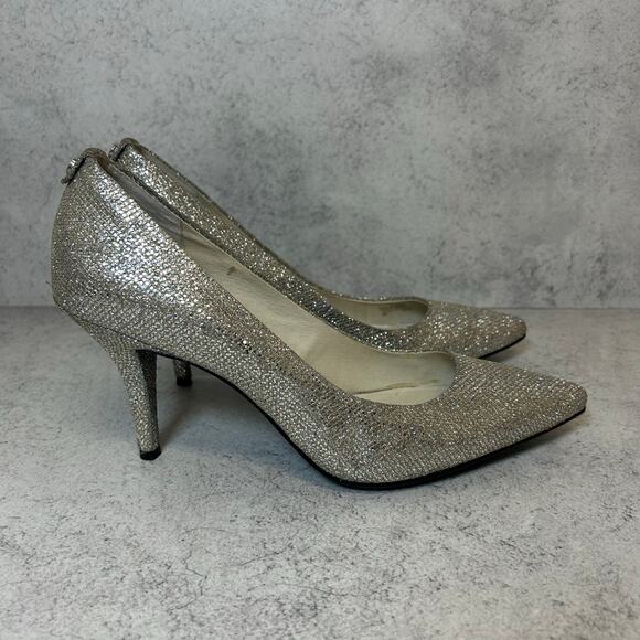 Michael Michael Kors Women's MK-Flex Kitten Pump Glitter Silver Women’s 8 - Picture 2 of 8